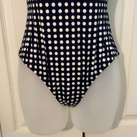 J. Crew Navy Blue & White Polka Dot Swimsuit 6 - Picture 4 of 13